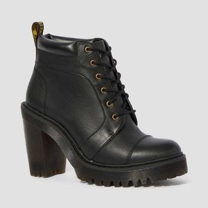 Dr. Martens Averil Leather Heeled Ankle Boots, Black Sendal, Size 7